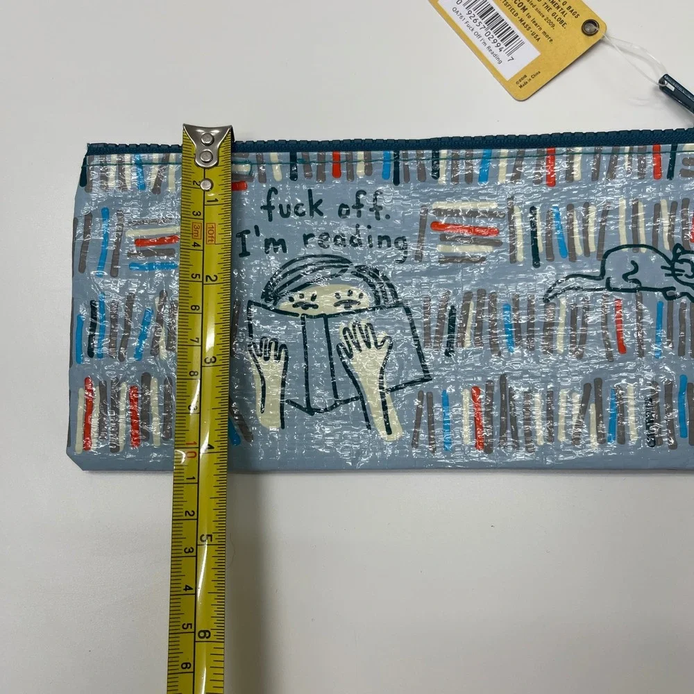 Blue Q Zipper Pouch Pencil Case F**k Off I'm Reading Funny Discontinued NEW